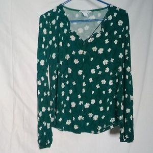 Green long sleeve with white flowers